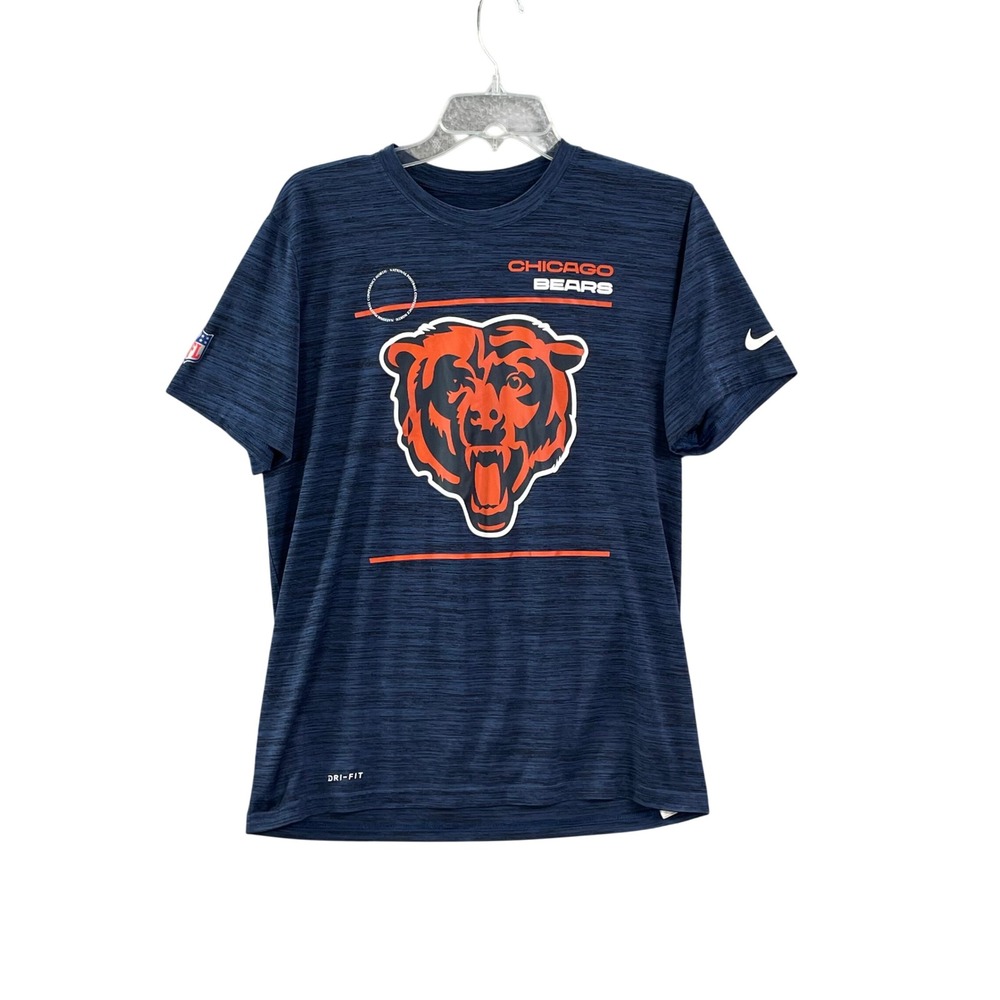 Nike Chicago Bears T-Shirt Mens Medium Blue NFL Onfield Dri-Fit Graphic Tee